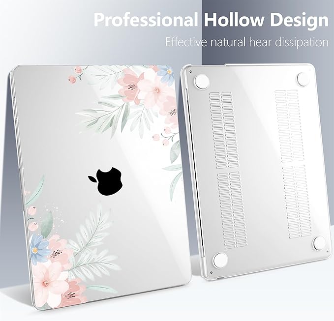 Batianda Premium Case for New MacBook Air 15 inch with M5 M4 M3 M2 Chip 2026 2025 2024 2023 Release, Designed Ultra-Slim Hardshell & Keyboard Cover & Screen Protector 4-in-1 Bundle, Watercolor Floral