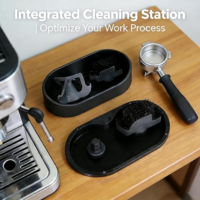 Premium Espresso Clean Holder，Coffee Portafilter Cleaning Kit，Automatic Knock Box Cleaner for 51/53/58mm, Easy Cleaning of Your Coffee Puck (1Pcs)，Electric Automatic Knock Box Cleaner (TWO)