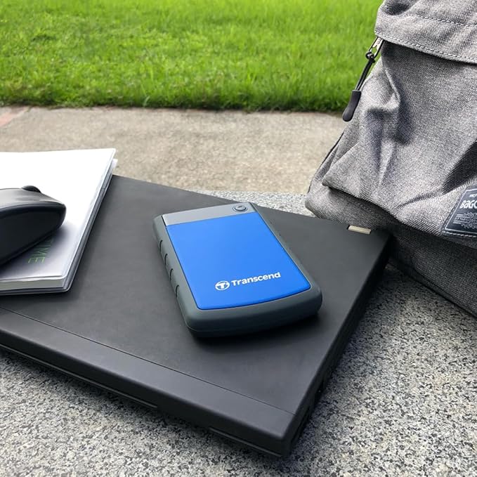 Transcend StoreJet 4TB External Hard Drive, for PS4/PC/Mac/Desktop/Laptop/Xbox, USB3.1(5Gbps)Type-A Portable HDD, One Touch Auto-Backup/Shock Resistant/Three-stage shock protection system(TS4TSJ25H3B)