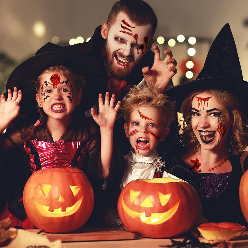 20 Sheets Body Face Fake Scar Halloween Makeup Kit, Halloween Temporary Tattoos Stickers for Kids Women Men, Party Favors Decorations Supplies, Gifts Goodie Bag Fillers
