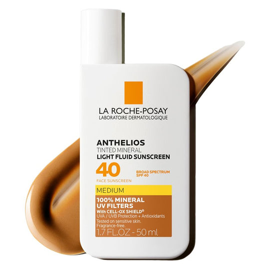 La Roche-Posay Anthelios Tinted Sunscreen SPF 40, Broad Spectrum SPF + Antioxidants, Titanium Dioxide & Zinc Oxide Sunscreen, 4 Flexible Shades With No White Cast, Oil Free & Oxybenzone Free