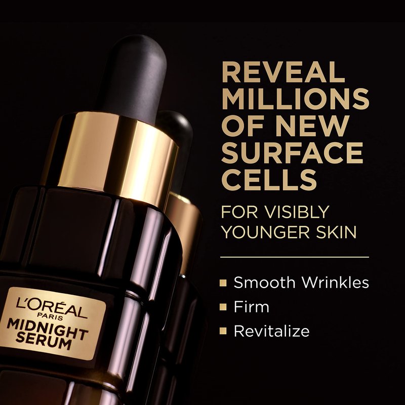 L'Oreal Paris Age Perfect Anti-Aging Midnight Face Serum, Reduce Wrinkles 1oz + Eye Cream Sample