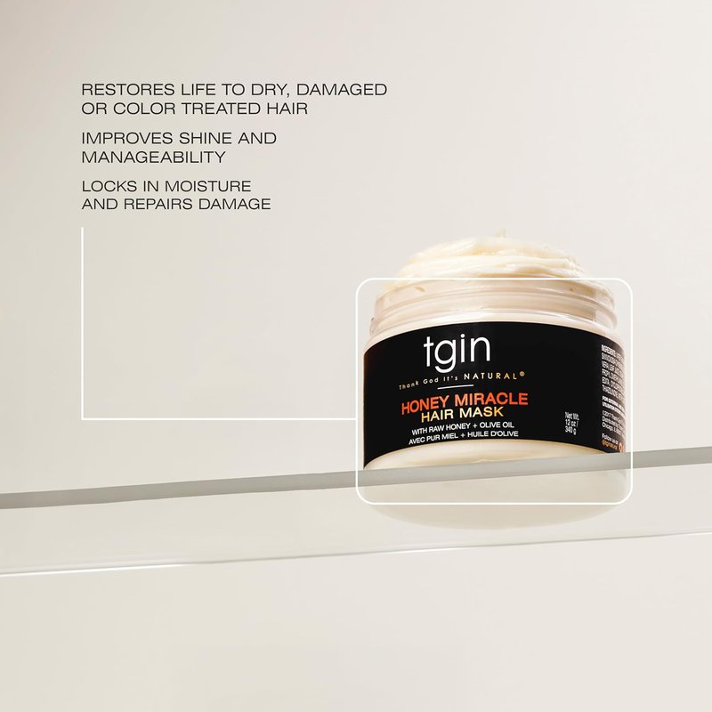 TGIN Honey Miracle Hair Mask Duo - Deep Conditioning for Natural Curly Hair | 12 oz (Pack of 2)