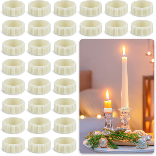 U0U Candle Grippers - 30 Pack Rubber Candle Hugger Gaskets for Taper Candles | Keeps Candles Upright, Beige