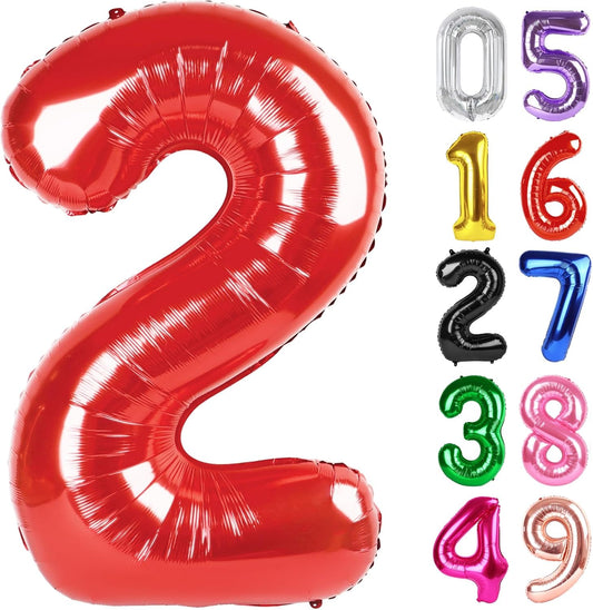 Red Number 2 Balloon - 40 Inch 2nd Birthday Decoration for Toddlers | Sparkling Party Decor