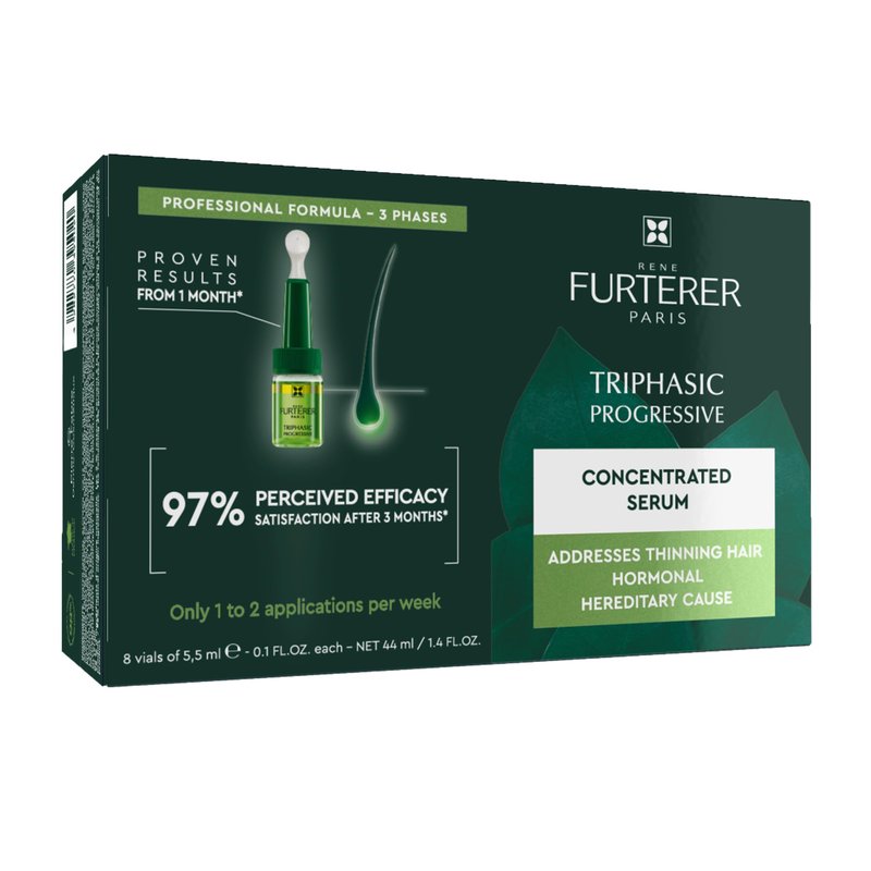Rene Furterer TRIPHASIC Progressive Concentrated Serum, Thinning Hair Suitable for those Experiencing Hereditary & Hormonal Thinning, Drug Free Hair Thickening Serum, Energize Scalp, Hair Health