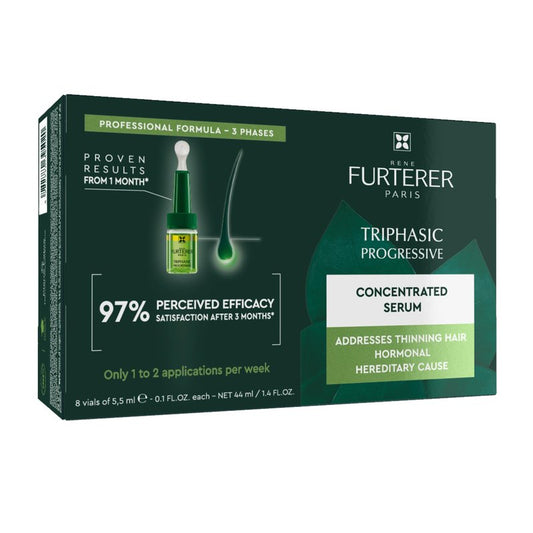 Rene Furterer TRIPHASIC Progressive Concentrated Serum, Thinning Hair Suitable for those Experiencing Hereditary & Hormonal Thinning, Drug Free Hair Thickening Serum, Energize Scalp, Hair Health
