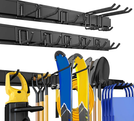 UUP Garage Storage | 64-Inch Wall Mount Tool Organizer with Adjustable Metal Hooks - Heavy-Duty Yard Rack