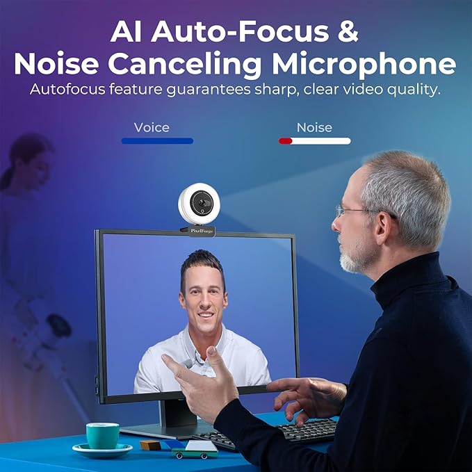 PixelForge 2K Webcam for PC with Microphone & Light & Privacy Cover, Web Camera for Desktop Computer/Laptop/Monitor/Mac, USB Streaming Camera for Zoom/Skype/Teams/Video Calling/Studying and Conference