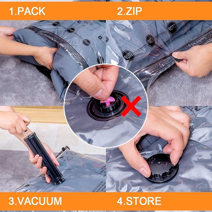 GONGSHI Vacuum Storage Bags, Space Saver Seal Bags For Clothing, Travel Luggage,Blankets, Comforters, Pillows, Clothes Storage.10 Medium
