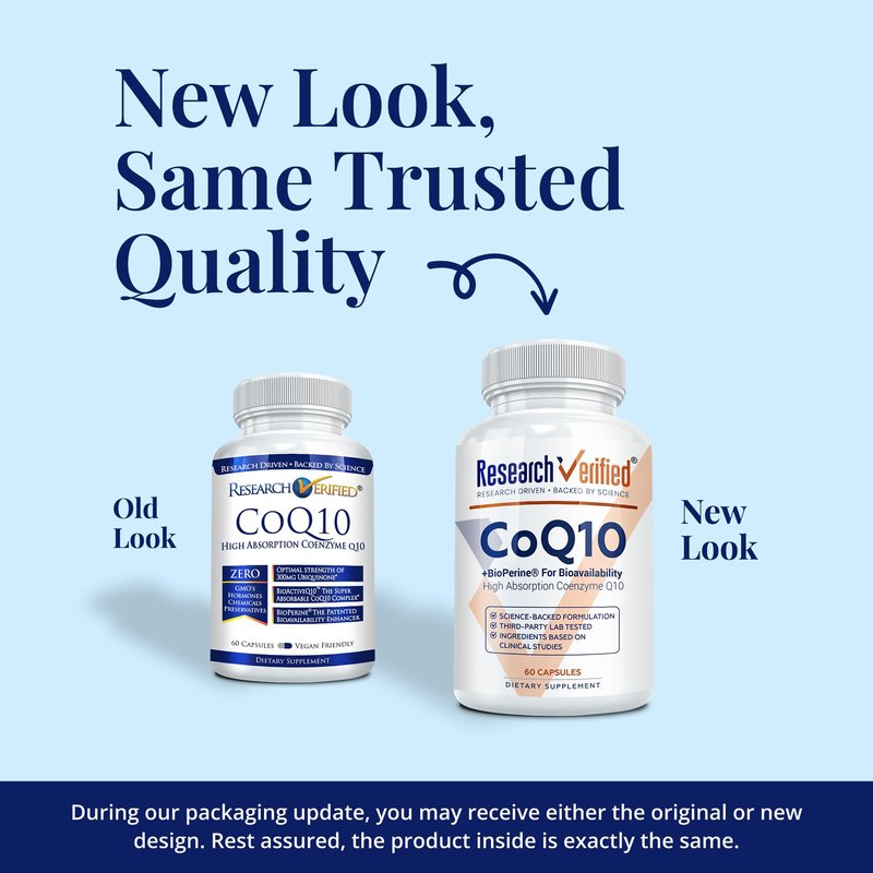 Research Verified CoQ10-100% Pure Extra Strength 300mg CoQ10 – Improved Absorption and Bioavailability with Bioperine - Boost Antioxidant Levels, Improve Cardiovascular Health, 60 Vegan Capsules