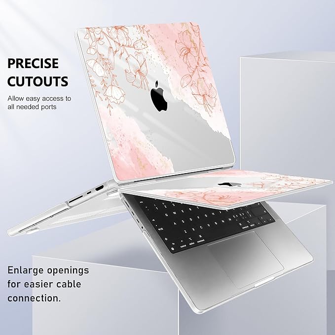 Lepeoac for MacBook Pro 16 inch Case M1 M2 M3 M4 M5 Pro/Max with Liquid Retina XDR, Release 2021-2025 2026 A3429 A3428, Hard Shell Case with Screen Protector & Keyboard Cover, Watercolor Floral