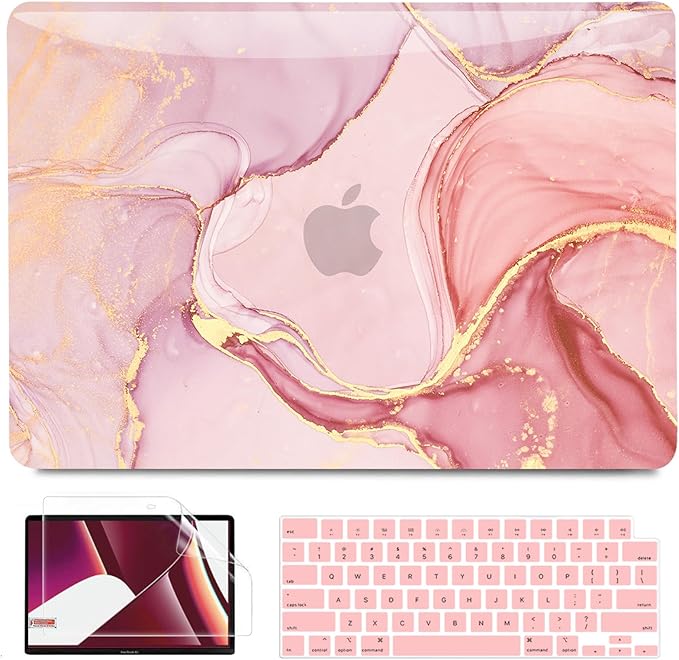 B BELK Compatible with MacBook Pro 14 inch Case M5 2026-2021 M4 M3 M2 M1 A3426 A3427 A3434 A3112 A3185 A3401 A2918 A2992 A2779 A2442, Plastic Hard Shell+Keyboard Cover+Screen Protector, Pink Marble