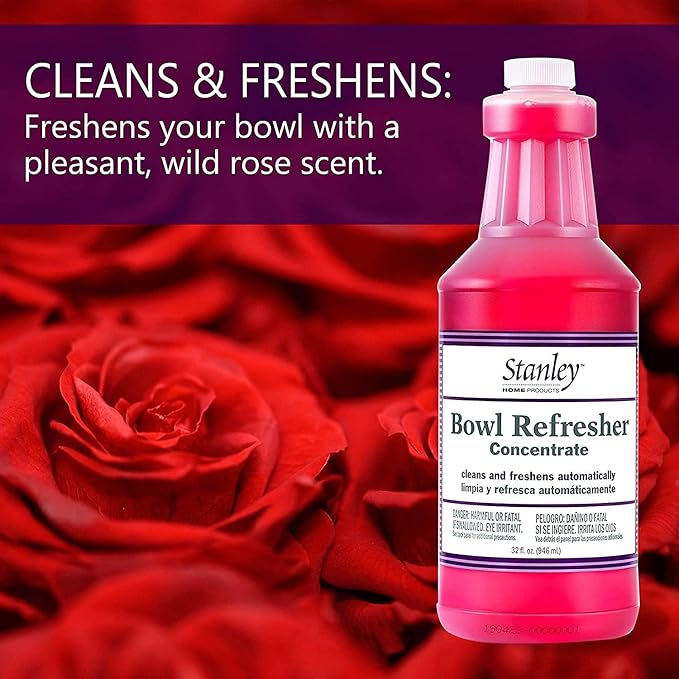 Stanley Toilet Bowl Cleaner & Deodorizer Concentrate 32 oz – Wild Rose Scent – Septic‑Safe Bowl Refresher – Cleans Stains & Residue with Each Flush (Pack of 2)