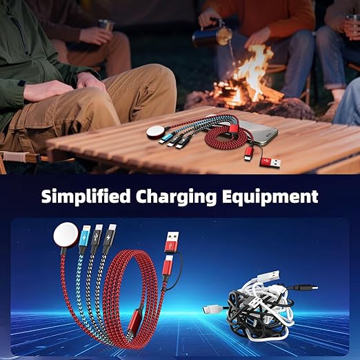 Travel Essentials Dual Type-C Port 4 in 2 Multi Charging Cable for iWatch Charger/iPhone 17/IP, Cruise Vacation Camping Essentials 2026 for iWatch 11-2/Ultra,iPhone 17-8, GalaxyS26-S21,Car -2Pack,5FT