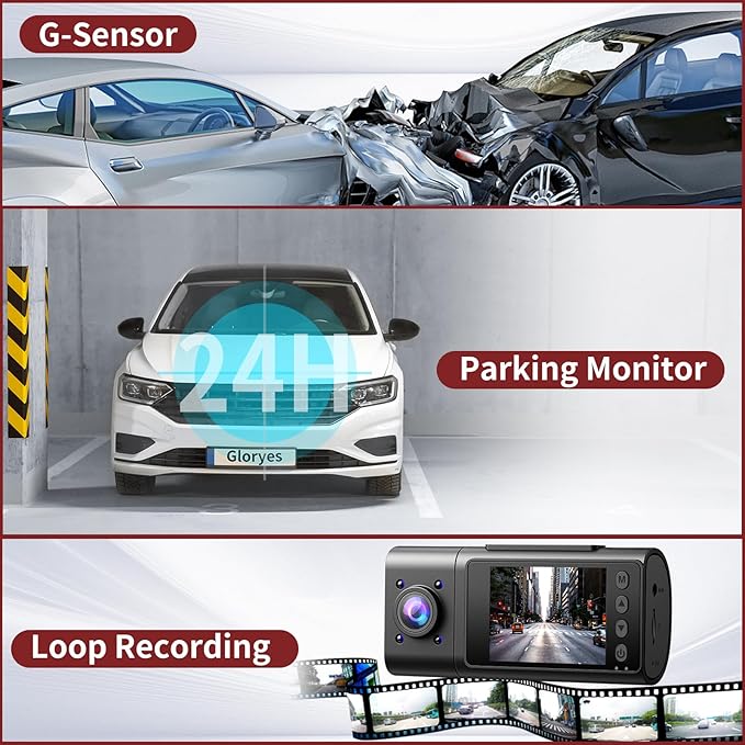 Dash Cam, 3 Channel Dash Cam Front and Rear Inside, Interior Car Camera, 2.5K/1440P Single Fr,Fr+Interior, Front+Rear Dash Camera for Cars Taxi with Night Vision, Parking Monitor 1S Recording