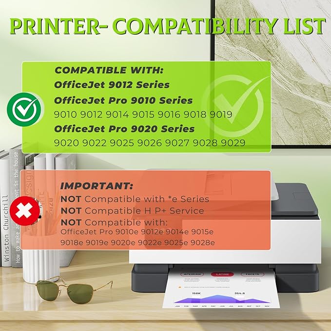 962XL Ink Cartridges Combo Pack OfficeJet Pro 9010 9015e 9020 9018 Compatible with HP 962 XL Ink Cartridges HP962XL/962 HP962XL HP962 Printer Ink for OfficeJet Pro 9015 9010e 9020 9018e 9025e 9012