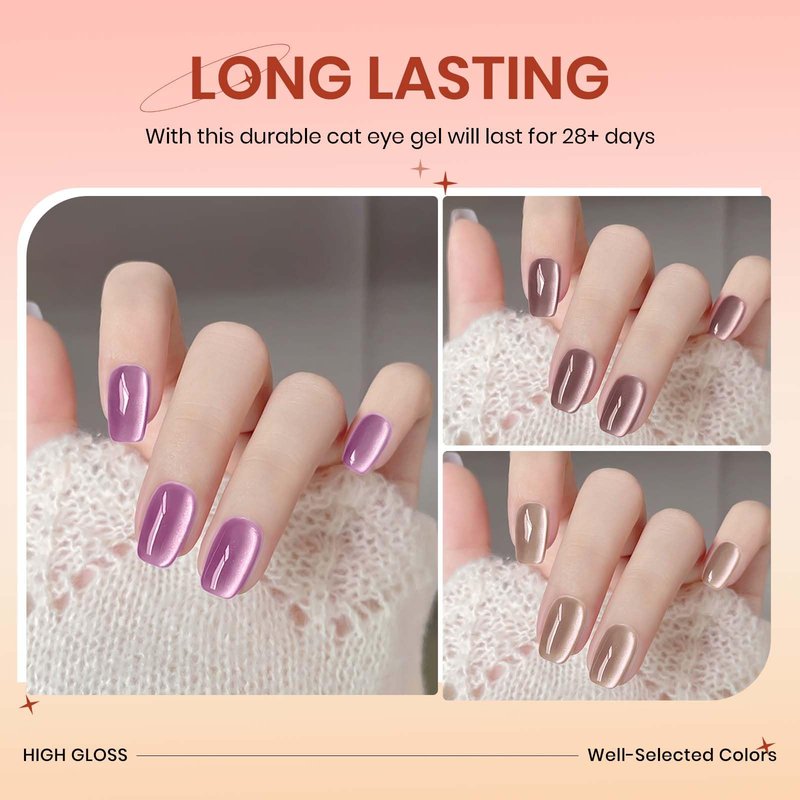 SUPWEE Magnetic Gel Nail Polish - 12 Colors Moonlight Cat Eye Gel Nail Polish with Magnetic Stick Cateye Gel Polish Soak Off UV LED Nail Lamp Nail Art Manicure Salon Valentine's Day Gift for Women