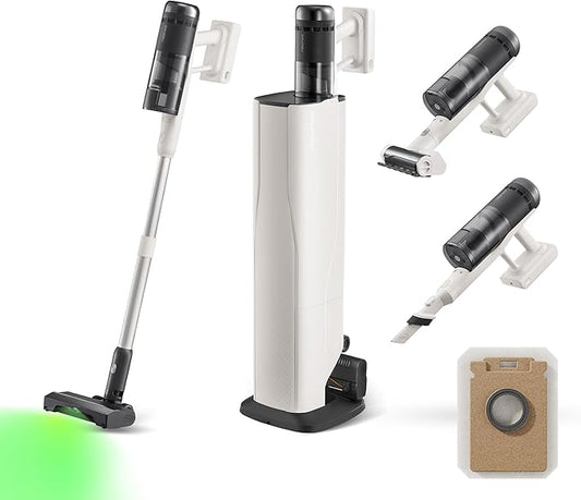 roborock H60 Hub Pro Cordless Stick Vacuum Cleaner with Auto-Empty Dock, 170AW Suction for Carpets and Pet Hair, Vacuum Cleaners with 80-Min Runtime, Anti-Tangle Brush, 140° Green LED Dust Detection