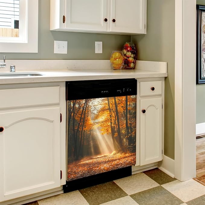 Autumn Golden Forest Dishwasher Magnet Cover for The Front Magnetic Dishwasher Door Covers Dish Washer Sticker Wrap Home Decorative Appliances Panel Decal Kitchen Decor 23" x 26" (Magnetic)