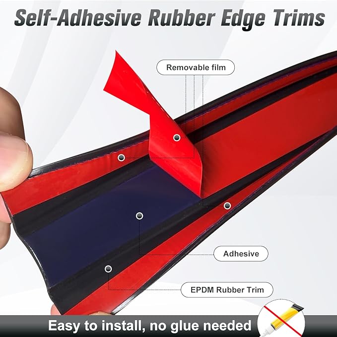 Rubber Edge Trim, Self Adhesive U Channel Edge Trim, Big Size U Shaped Trim, Edge Banding for Plywood, Woods, Shelf, Cabinet, Countertop, Size 1", Length 20Ft, Black
