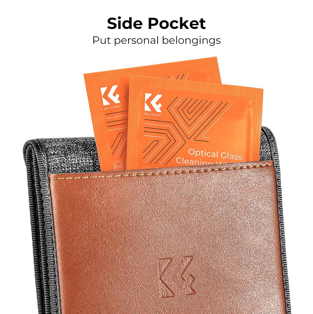 K&F CONCEPT Lens Filter Pouch, Lens Filter Case 3 Pocket Professional Photography Filter Holder Belt Bag Pouch Water-Resistant and Dustproof for Filter Up to 82mm