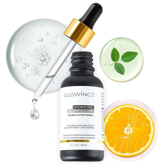 GLOWÍNCE Hydrating Repair & Glow Face Serum with 10% Niacinamide + 5% Vitamin C (MAP), 1.5% HA & Glutathione – Brightening & Dark Spot Corrector – targets hyperpigmentation – Antioxidant-Rich – 30ml