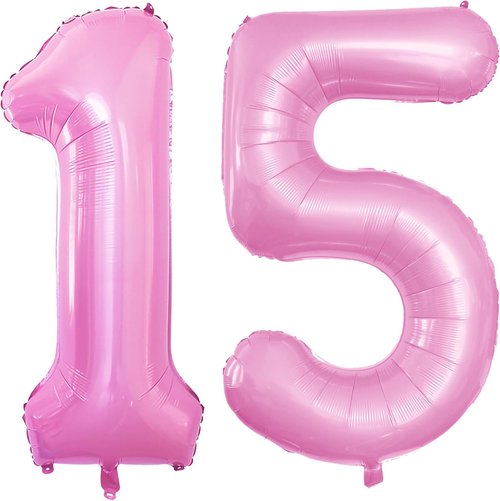 GOER Jumbo 15 Balloons - 42 Inch Foil Helium Decorations for Sweet 15 & 51st Birthday (Light Pink)