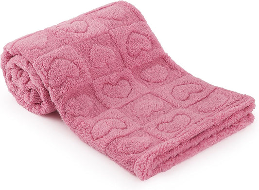 Skiennix Plush Soft Heart Checkered Baby Blanket - Warm Lightweight Fleece for Infants | 30" x 39" Deep Pink
