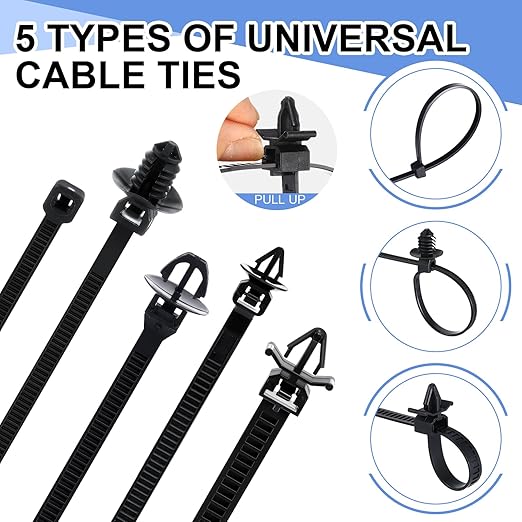 Funnymoom 150 pcs Car Wire Loom Routing Clips Push Mount Cable Tie Assortment 10 Sizes Car Harness Routing Clips Universal Wiring Harness Replacement Parts for Automotive