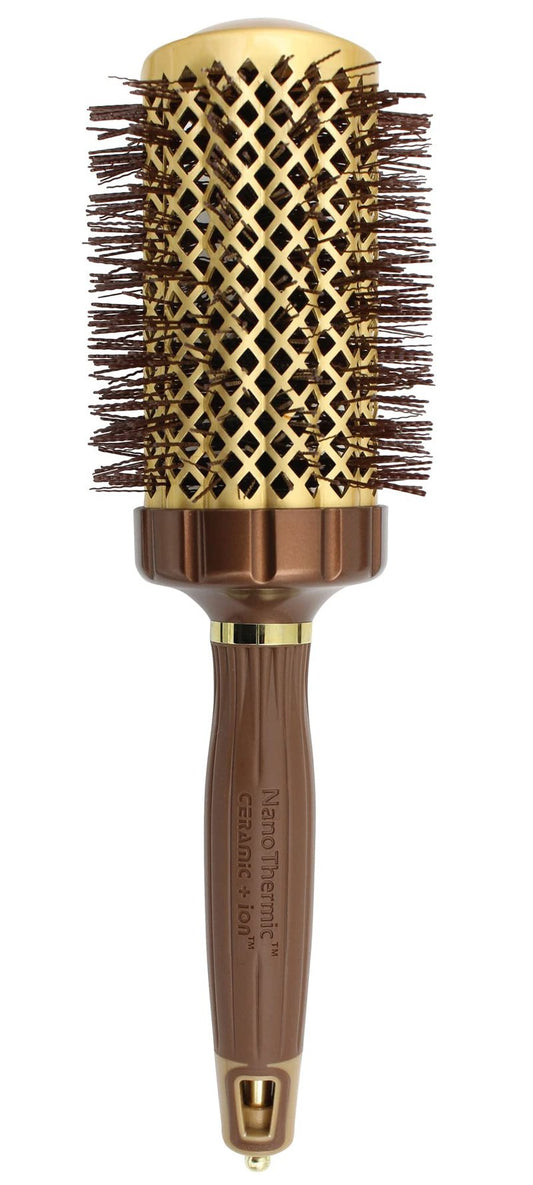 Olivia Garden NanoThermic PowerGrip Thermal Round Hair Brush - Not Electrical - Ceramic Blowout Brush for Medium to Thick Hair, 2 1/8 inch