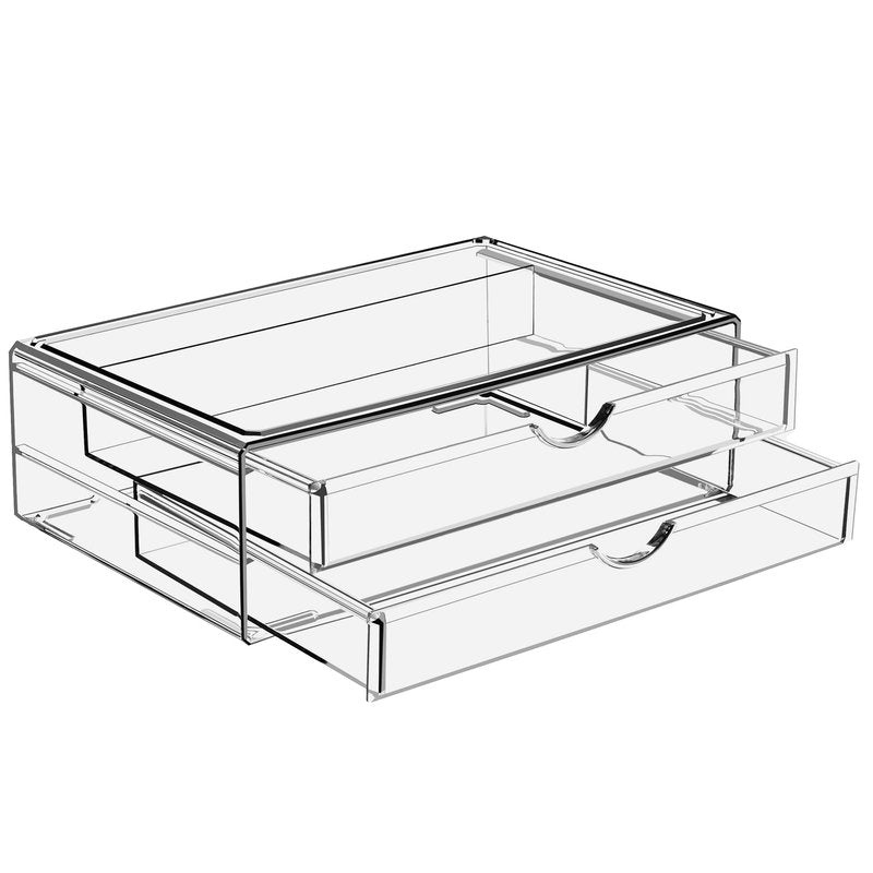 Sorbus Large Stackable Acrylic Drawers - 1 Clear Storage Drawers for Organizing Make up, Nail Polish, Hair Accessories, and Beauty Supplies - Makeup Organizer for Vanity, Bathroom Organizer Countertop
