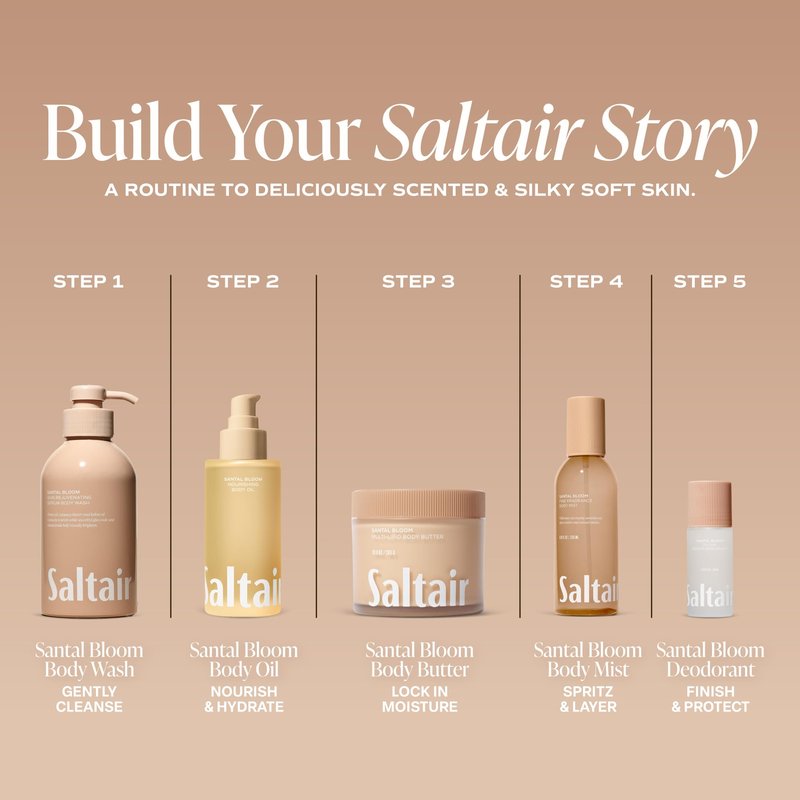 Saltair Body Wash 2-Pack – Santal Bloom – Moisturizing Body Wash with Monoi Oil and Cupuacu Butter – Scented Shower Gel for Women and Men – 2x 17oz – Vegan, Cruelty-Free, Paraben-Free