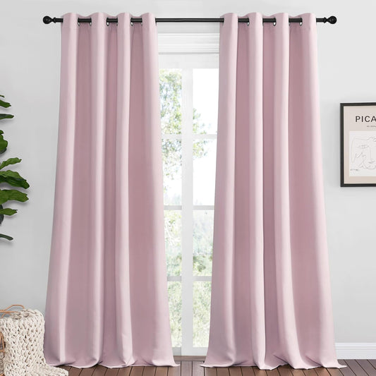 NICETOWN Baby Pink Blackout Curtains - Thermal Insulated 120-Inch Drapes for Large Windows | 2 Panels, 55" Wide