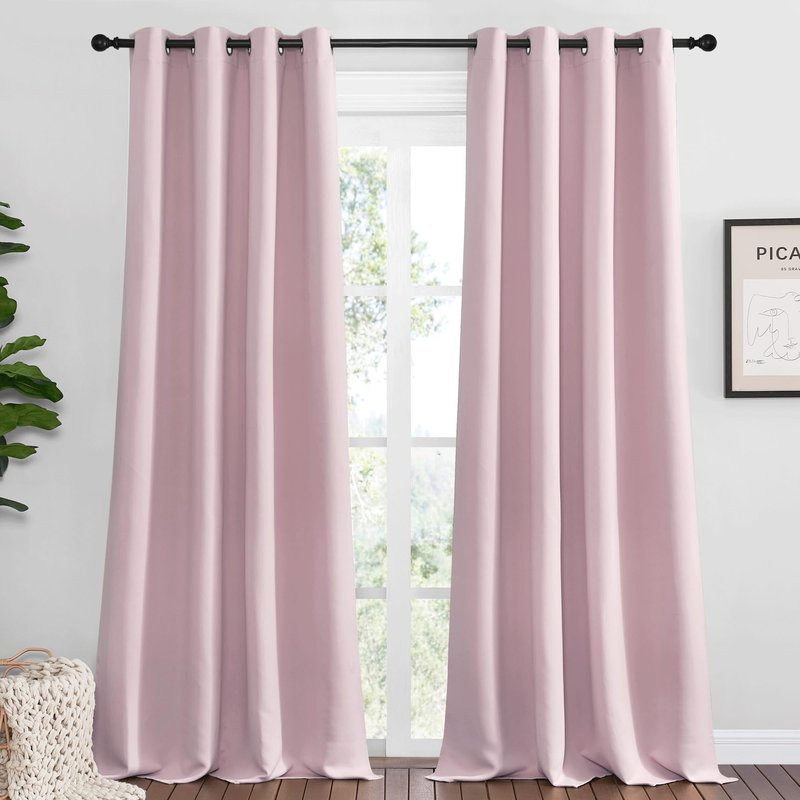 NICETOWN Baby Pink Blackout Curtains 120 inches Length for Living Room, 2 Panels, 55" Wide, Thermal Insulated Long Drapes for Large Window