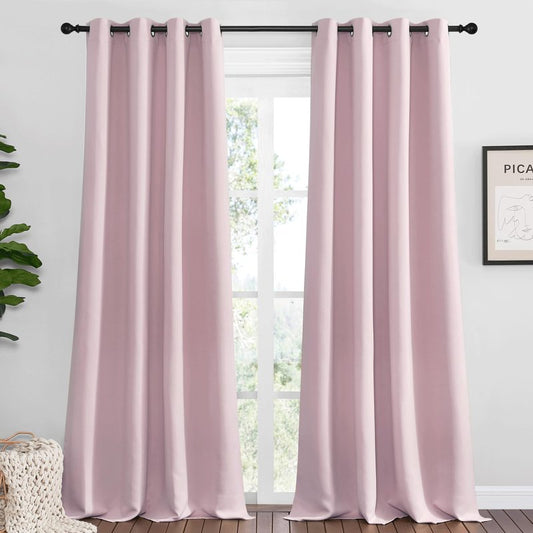 NICETOWN Baby Pink Blackout Curtains 120 inches Length for Living Room, 2 Panels, 55" Wide, Thermal Insulated Long Drapes for Large Window