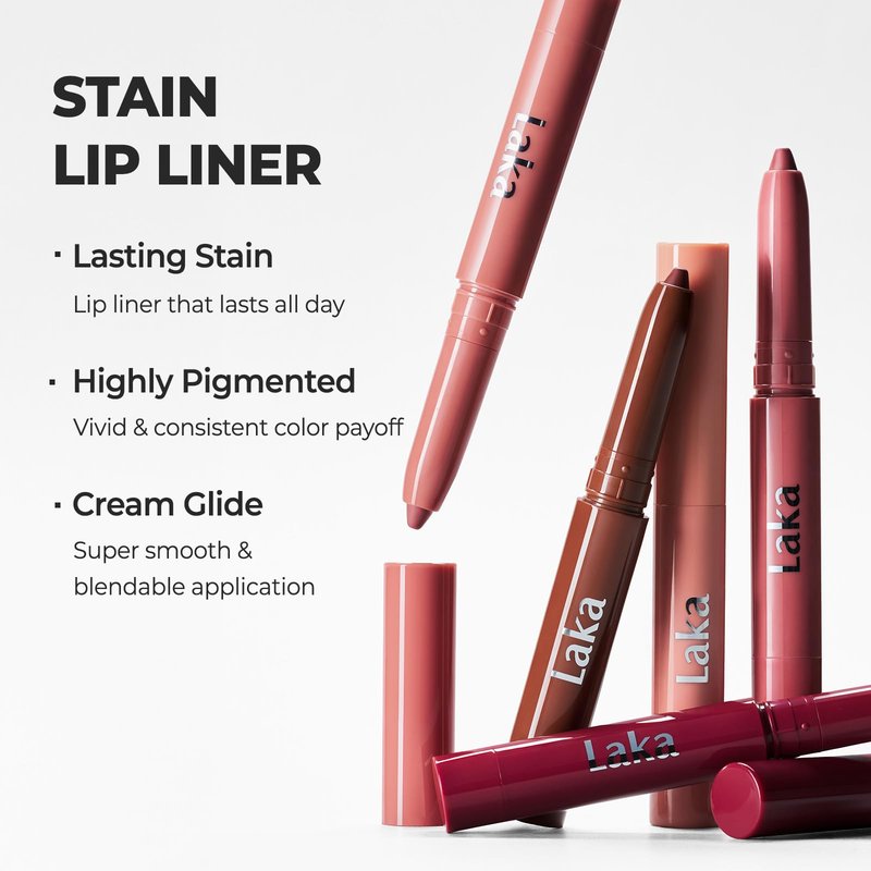 Laka Lip Liner - Smooth & Blendable Soft Matte Lip Contour Pencil for Shaping & Overlining Lips | Waterproof Formula, Oil-Cleanse Off, Long-Lasting Wear | #08 Burnt Brown, 0.02oz