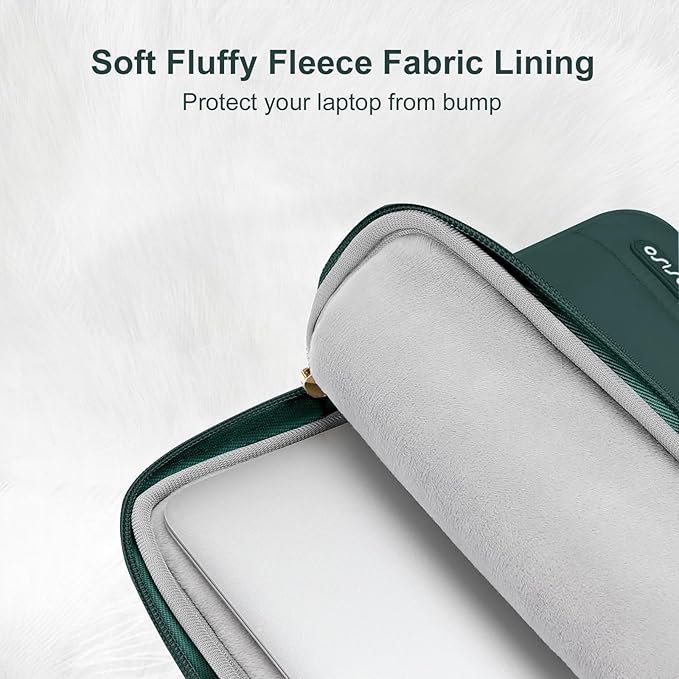 MOSISO Laptop Case 13.3 inch,13-13.3 inch Puffy Laptop Sleeve Compatible with MacBook Neo/Air 13.6 M5 M4 M3 M2 M1/Pro 13/14,HP Dell ASUS Lenovo,Polyester Horizontal Bag with Small Case,Peacock Green