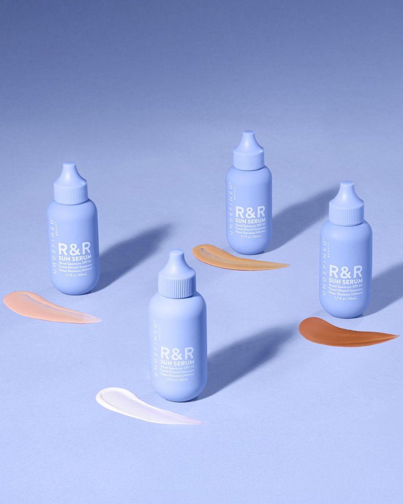 Undefined R&R Sun Serum SPF 50 PA++++ Mineral Sunscreen with Niacinamide, Water Resistant Broad Spectrum Protection & Blue Light Defense (Light Tint)
