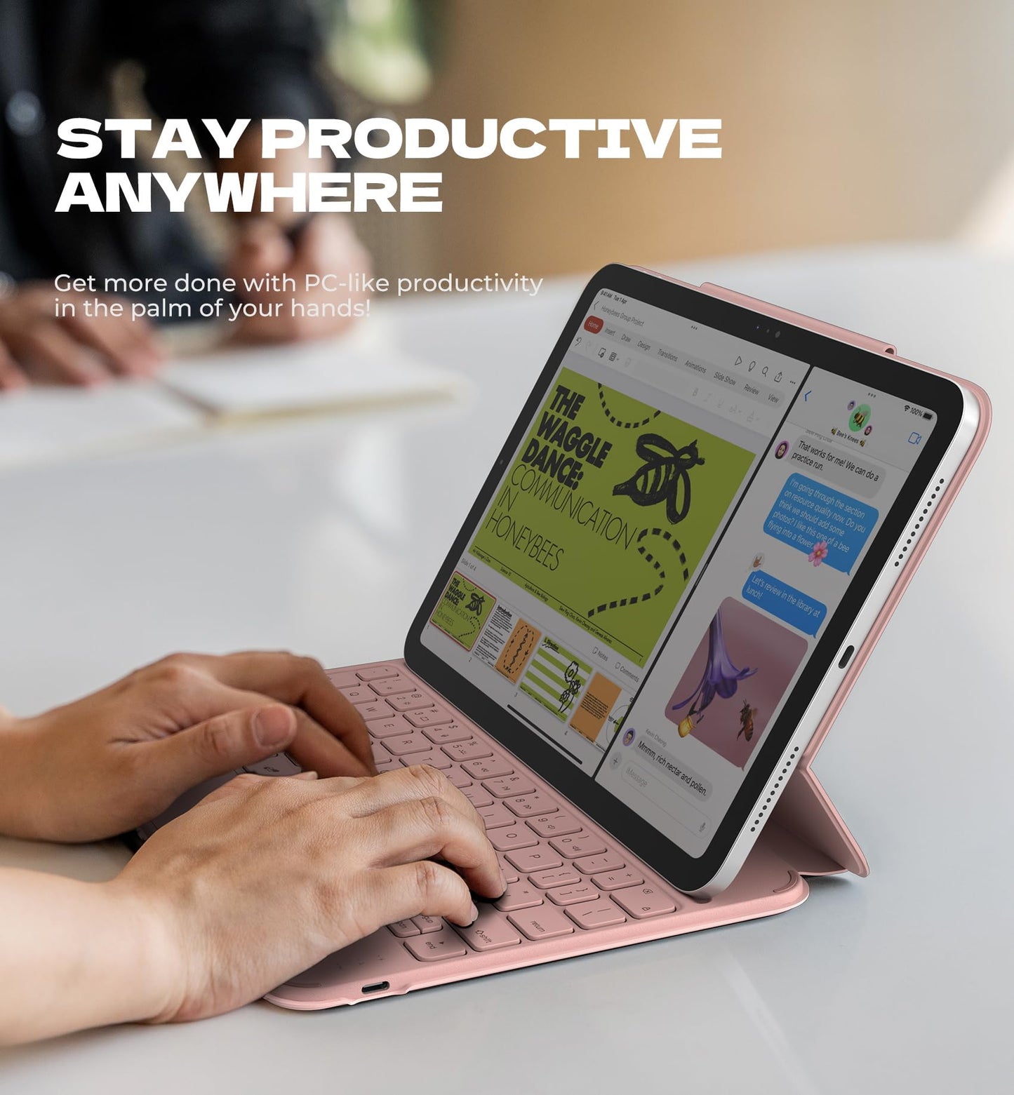 Dexnor for iPad (A16) 11th/10th Generation Case with Keyboard Ultra-Thin Magnetic Folio Keyboard Case Trackpad Pencil Holder Backlit Rechargeable for iPad A16 11" 2025/10th Gen 10.9" 2022, Pink