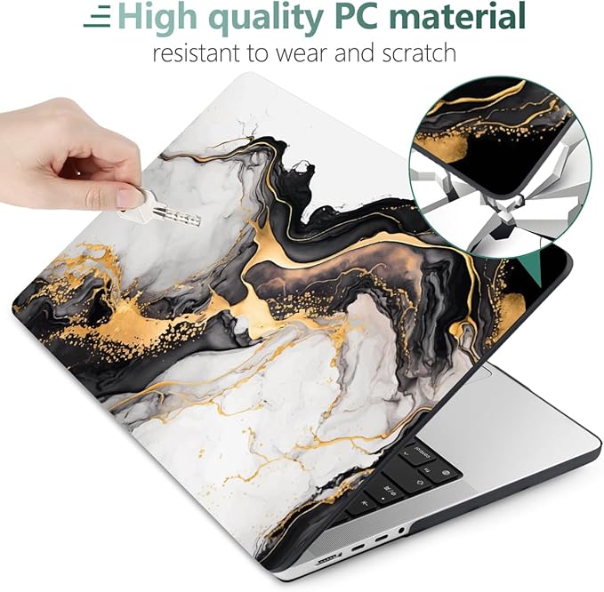 DONGKE Compatible with MacBook Pro 16 Inch Case (2026-2021 Release, M5 M4 M3 M2 M1 Pro/Max Chip), Plastic Hard Shell Cover with Keyboard Cover & Screen Protector for MacBook Pro 16", Abstract Marble