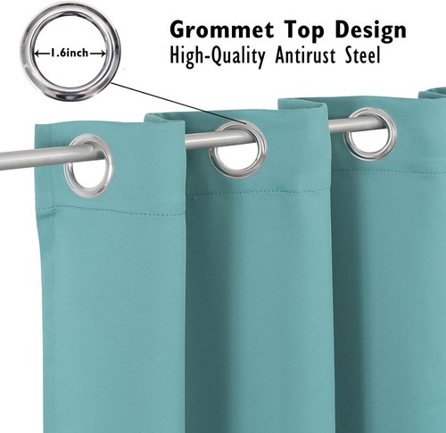 ChrisDowa Blackout Curtains - Thermal Insulated Grommet Room Darkening Panels, Aqua, 42 x 48 Inch