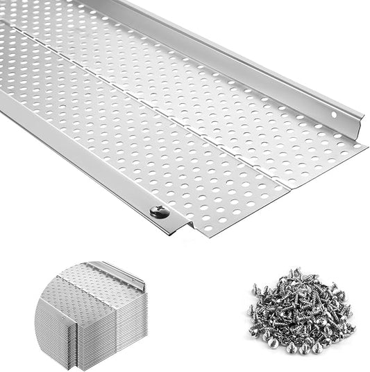 5 inch Gutter Guard, 26 Pack, 104ft, Aluminum Mesh Leaf Guards, DIY Leaf Filter Gutter Protection Cover, Raptor Gutter Guard Cleaning Tools for Downspout, Roof, with Screws