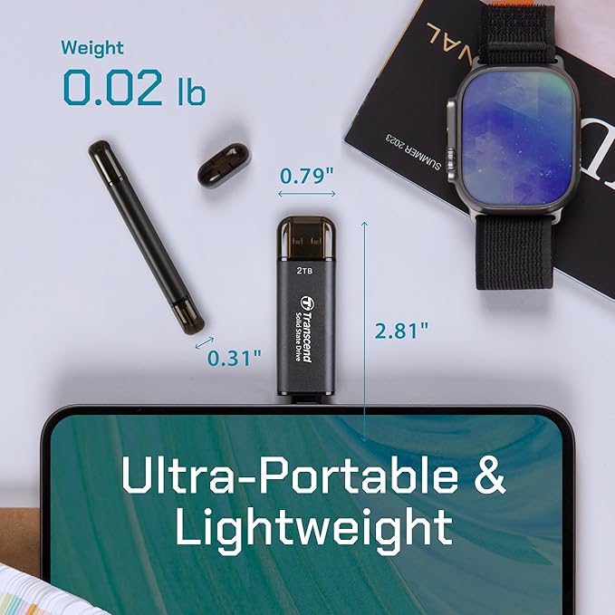 Transcend ESD310 512GB External SSD, Up to 1,050MB/s, Dual USB Flash Drive for iPhone/iPad/Mac/Windows, Android/Tablet/PC, USB 3.2 Gen 2 Thumb Drive Photo Stick, 2-in-1 Type C &Type A Memory Stick