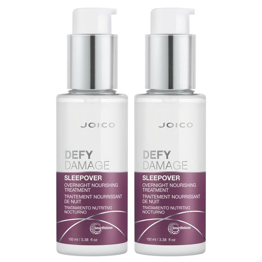 Joico Defy Damage Sleepover Overnight Nourishing Treatment | Instantly Softens & Smooths | Strengthen Bonds | Reduce Breakage & Split Ends | No Rinse Formula | With Arginine & Keratin | 3.38 oz | 2 Pack