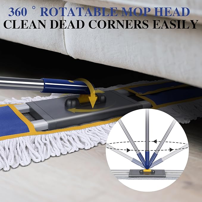 Masthome 36" Commercial Mop with 3 Microfiber Pads &Microfiber Mop for Dry and Wet Use-1 Cleaning Scraper Included- Home & Office Suitable