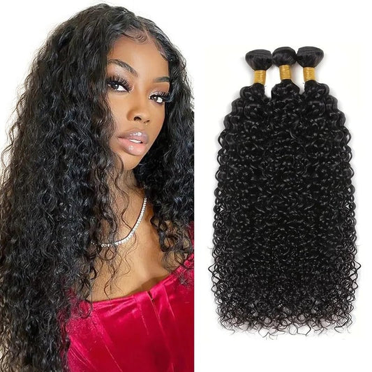Cklikeb Human Hair Bundles Natural Color Jerry Curly Bundles Human Hair Unprocessed Brazilian Virgin 16 18 20 Inch 3 Bundles Quick Weave Human Hair Extensions 300g (1B Jerry Curly, 16 18 20)