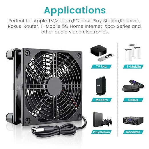 Wathai Cooling Case Fan for Receiver Xbox TV Box Router 120mm x 25mm 5V USB