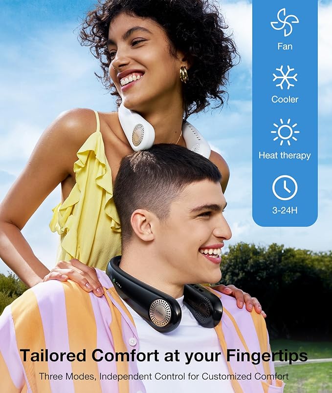 TORRAS COOLiFY Air 2026 Upgraded Neck Fan Air Conditioner, Dual-Airflow Pro Cooling, Ultra Light Portable Fan Rechargeable, Personal Cooling Fan Travel Essentials, Gift for Dad Husband Father, Black
