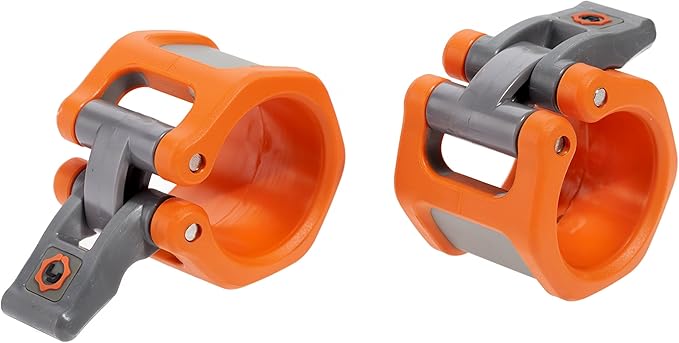 Lock-Jaw Barbell Collars HEX Olympic Barbell Clamps 2 Pcs – Heavy Duty Bar Clamps for 2” & 50mm Olympic Bars – Secure Weight Bar Clamps for Strength Training & Home Gym Accessories – Orange